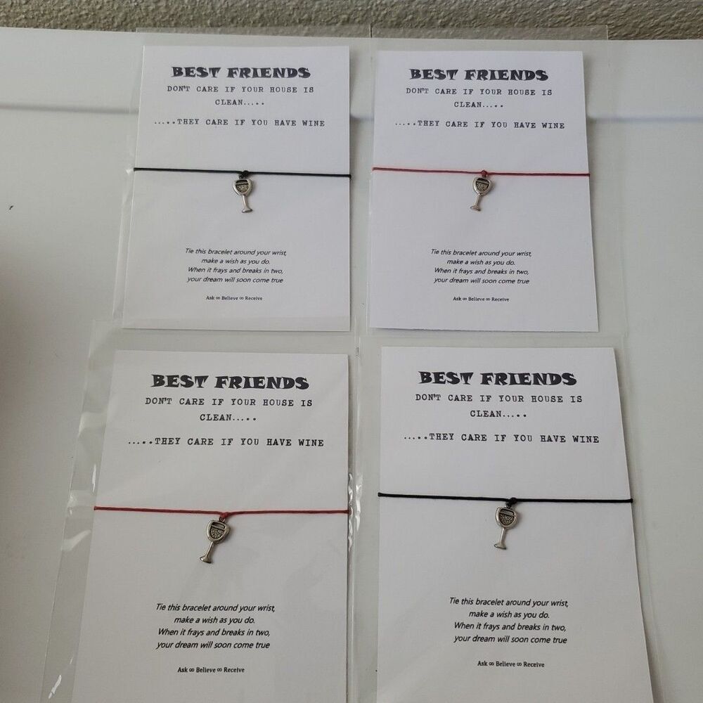 Best Friends Wine Glass Charm Bracelets Set Of 4‎ Sealed New
